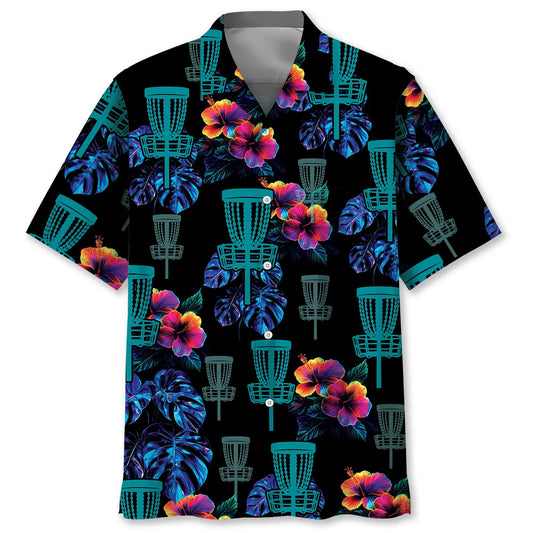 Hawaiian Shirt / Adults / S Disc Golf Hibiscus Flower Hawaiian Shirt