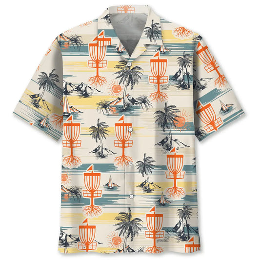Hawaiian Shirt / Adults / S Disc Golf Vintage Palm Tree Hawaiian Shirt