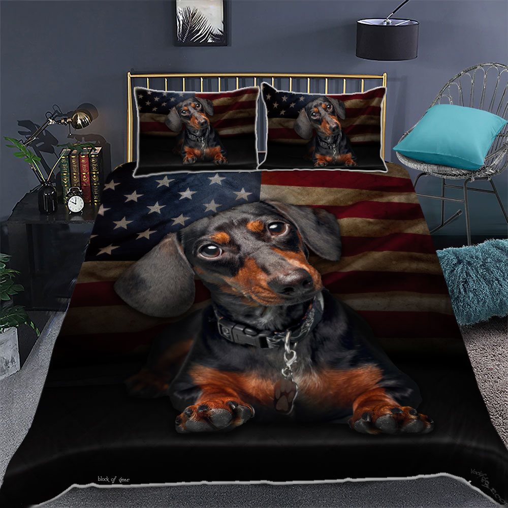 Dachshund Dog America Friend Bedding Cover For Pet Lover Bedroom Decor