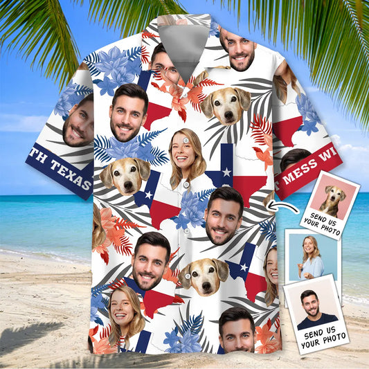 Hawaiian Shirt / Adults / S Don't Mess With Texas Custom Photo Face Family Hawaiian Shirt
