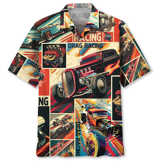 Hawaiian Shirt / Adults / S Drag Racing Retro Magazine Hawaiian Shirt