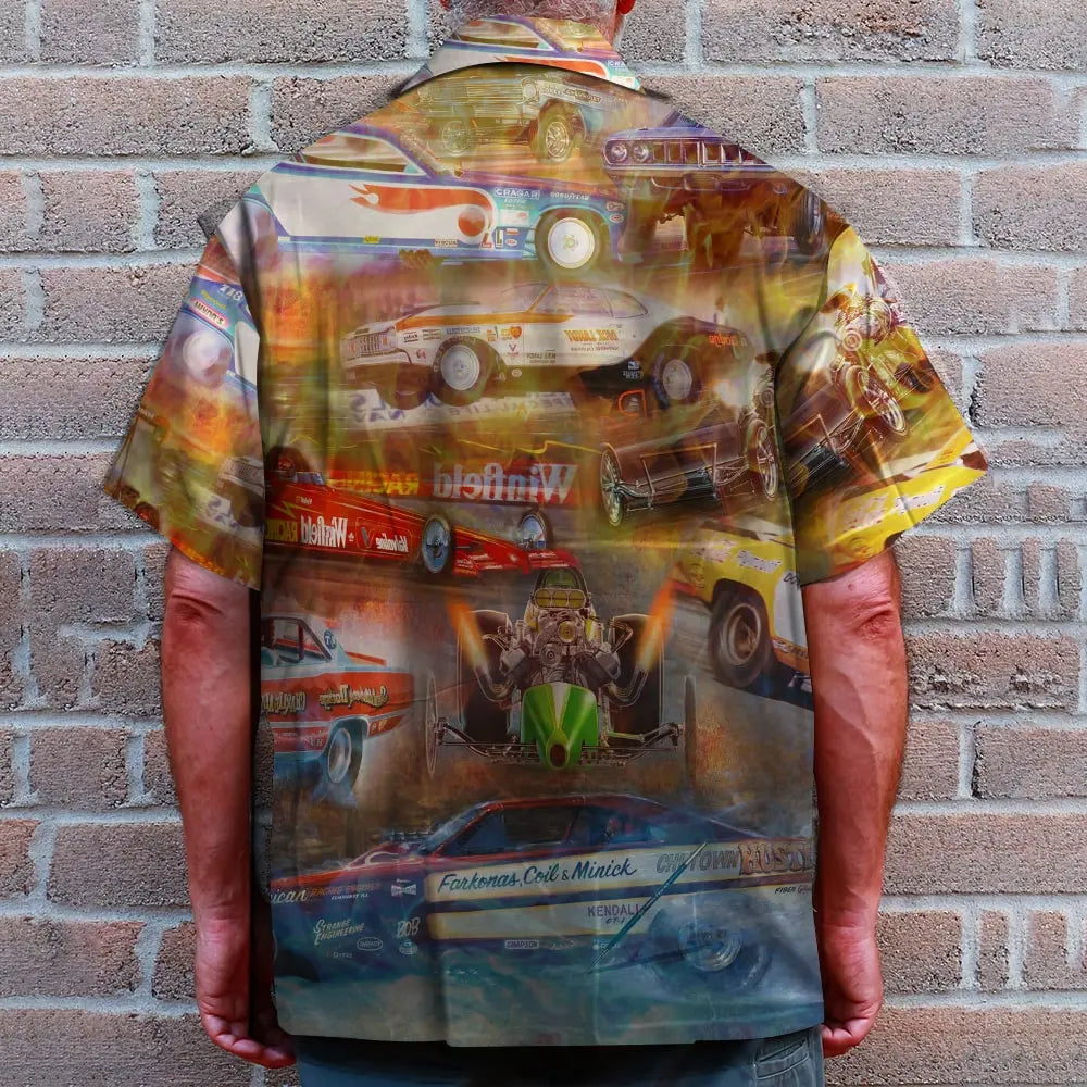 Drag Racing Unisex Hawaiian Shirt Aloha Shirt Summer Vibe Drag Car Pattern