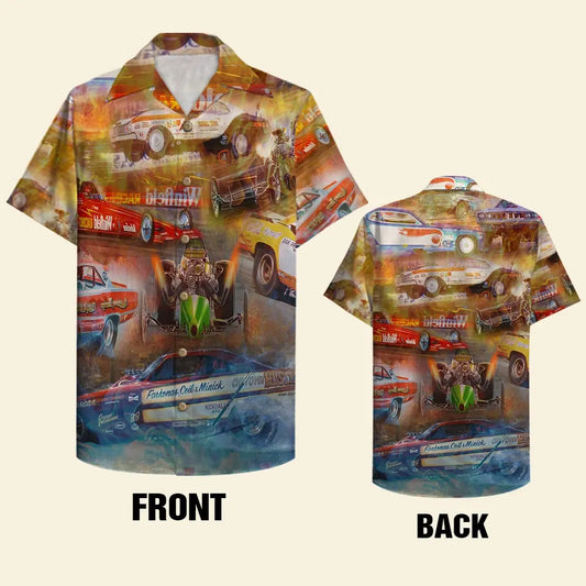 Hawaiian Shirt / Adults / S Drag Racing Unisex Hawaiian Shirt Aloha Shirt Summer Vibe Drag Car Pattern