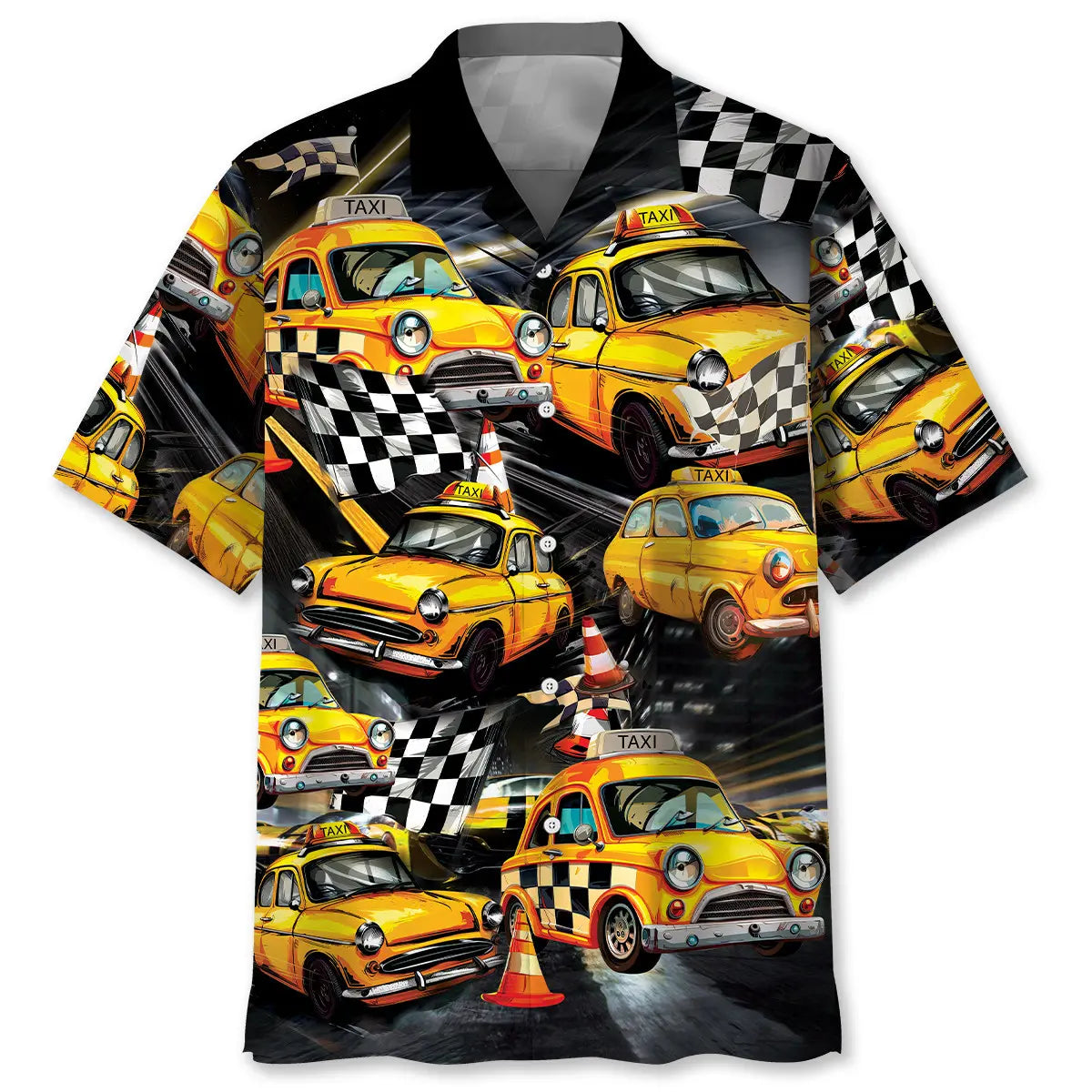 Hawaiian Shirt / Adults / S Drag Racing Yellow Taxi Car Hawaiian Shirt