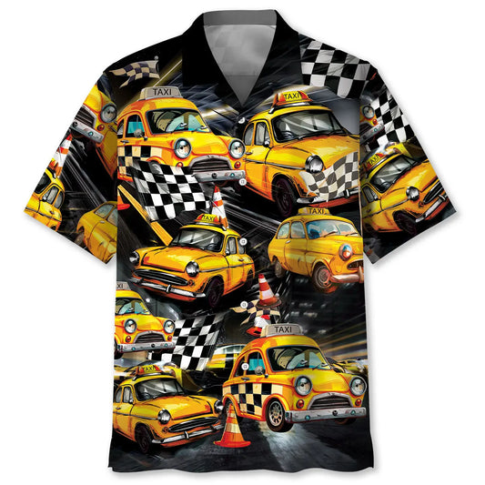 Hawaiian Shirt / Adults / S Drag Racing Yellow Taxi Car Hawaiian Shirt