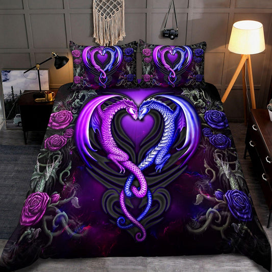 Dragon Couple Love Bedding Cover For Fantasy Bedroom Decor