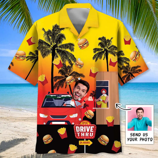 Hawaiian Shirt / Adults / S Drive-Thru Fast Food Restaurant Custom Photo Face Hawaiian Shirt