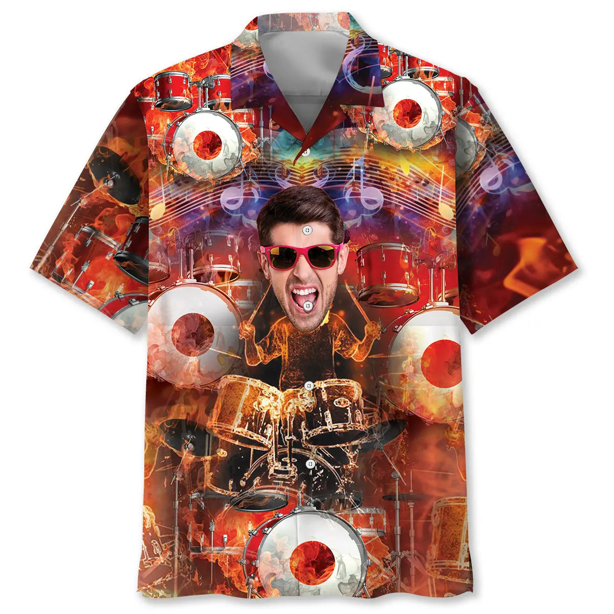 Drum Fire Custom Photo Hawaiian Shirt