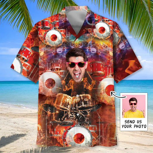 Hawaiian Shirt / Adults / S Drum Fire Custom Photo Hawaiian Shirt
