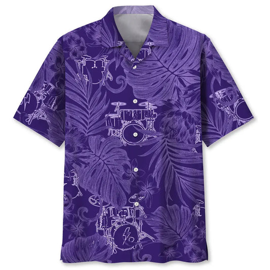 Hawaiian Shirt / Adults / S Drum Purple Tropical Hawaiian Shirt