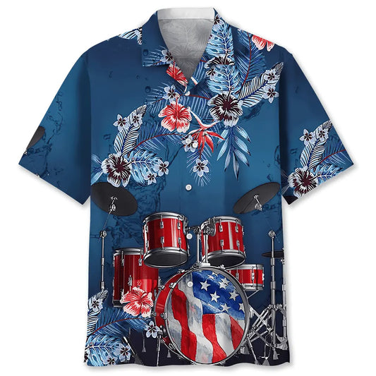 Hawaiian Shirt / Adults / S Drum Usa Hawaiian Shirt