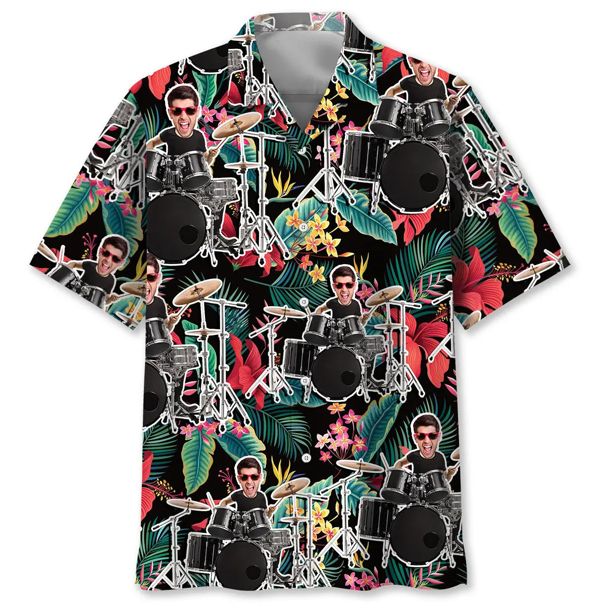 Drummer Tropical Custom Photo Hawaiian Shirt