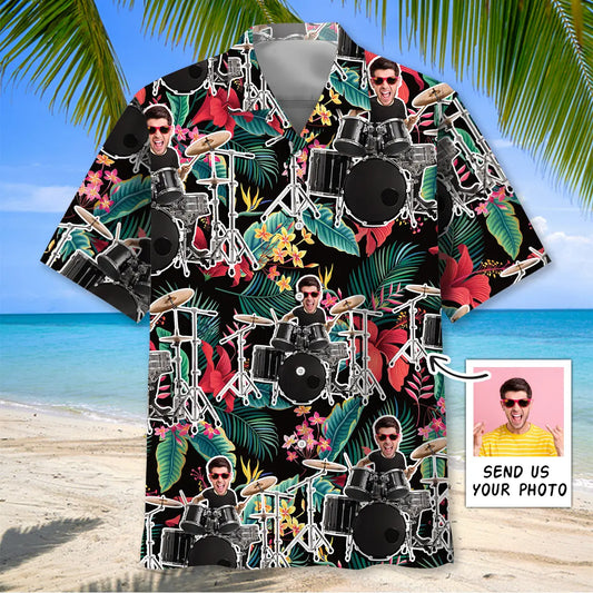 Hawaiian Shirt / Adults / S Drummer Tropical Custom Photo Hawaiian Shirt