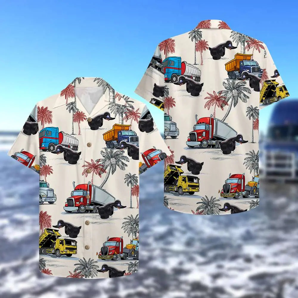 Duck Truck Pattern Unisex Hawaiian Shirt Aloha Shirt