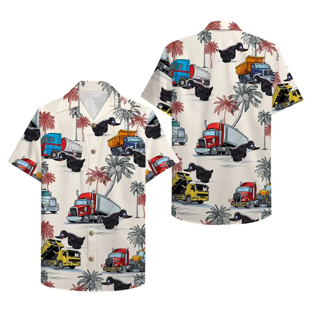 Hawaiian Shirt / Adults / S Duck Truck Pattern Unisex Hawaiian Shirt Aloha Shirt