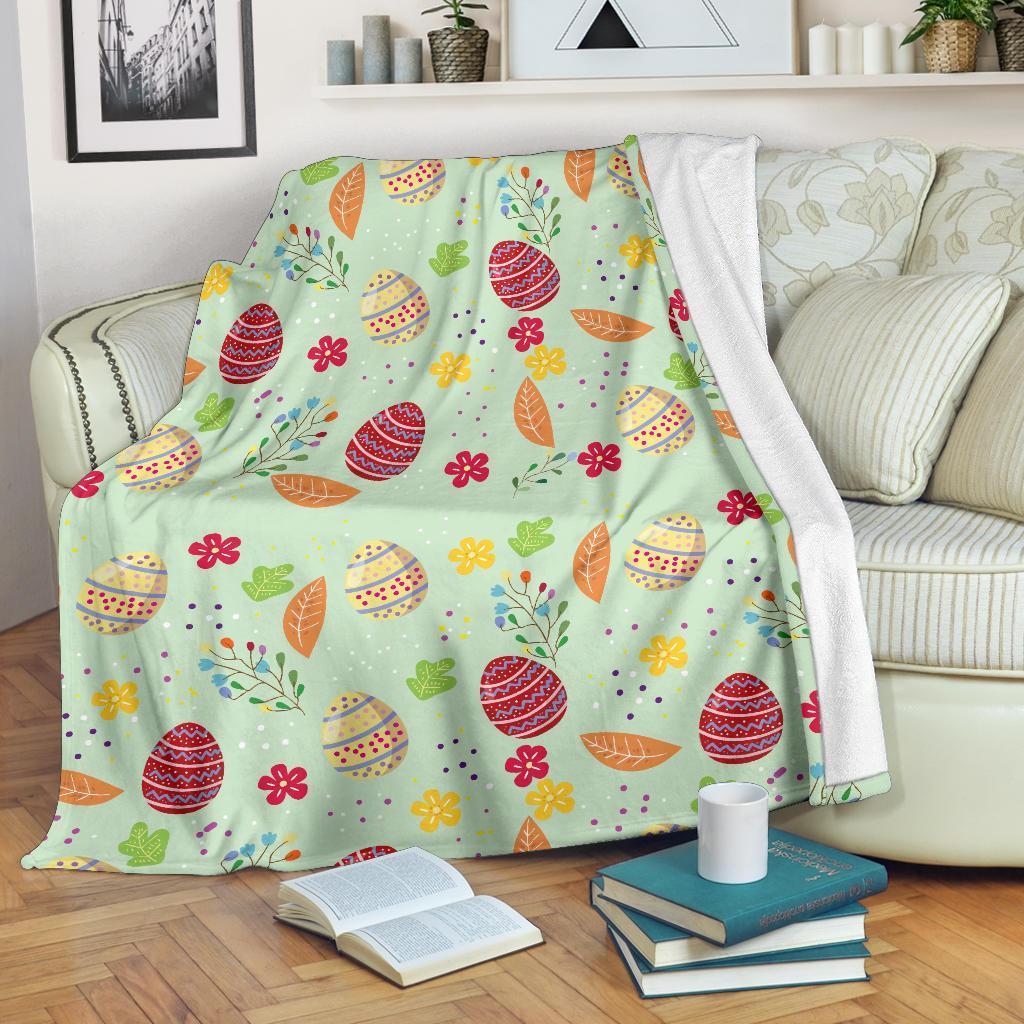 Colorful Easter Egg Pattern Flannel Blanket For Relaxing At Home And Travel