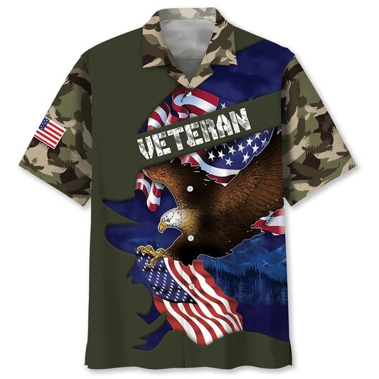 Hawaiian Shirt / Adults / S Eagle Camouflage Patriotic Day Hawaiian Shirt