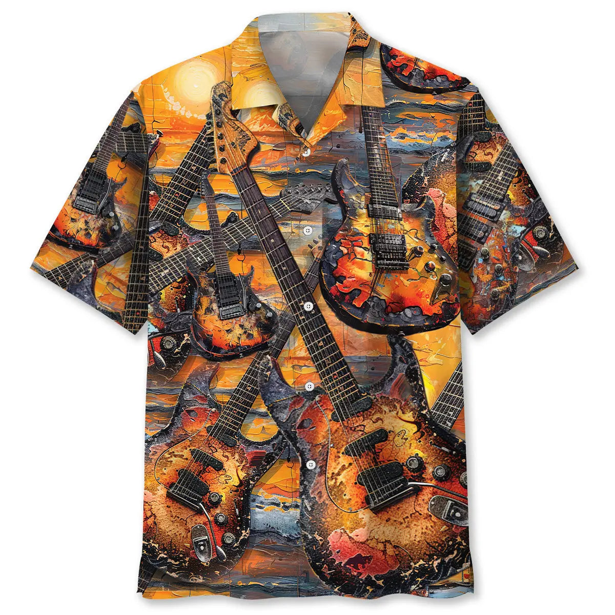 Hawaiian Shirt / Adults / S Electric Guitar Art Sunset Hawaiian Shirt