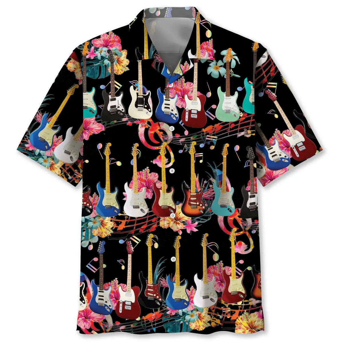 Hawaiian Shirt / Adults / S Electric Guitar Flower Hawaiian Shirt