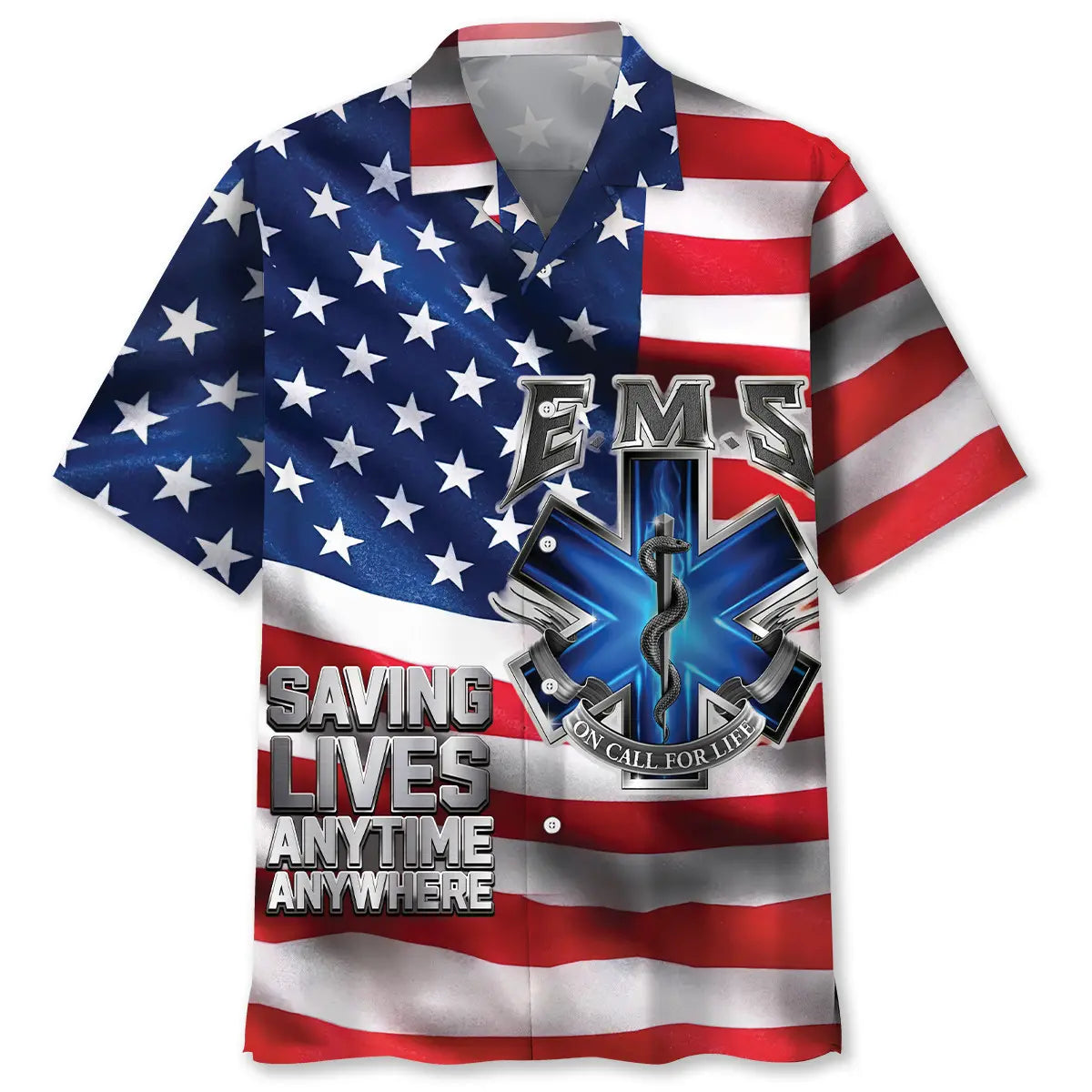 Hawaiian Shirt / Adults / S EMS USA Flag Hawaiian Shirt