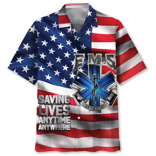 Hawaiian Shirt / Adults / S EMS USA Flag Hawaiian Shirt