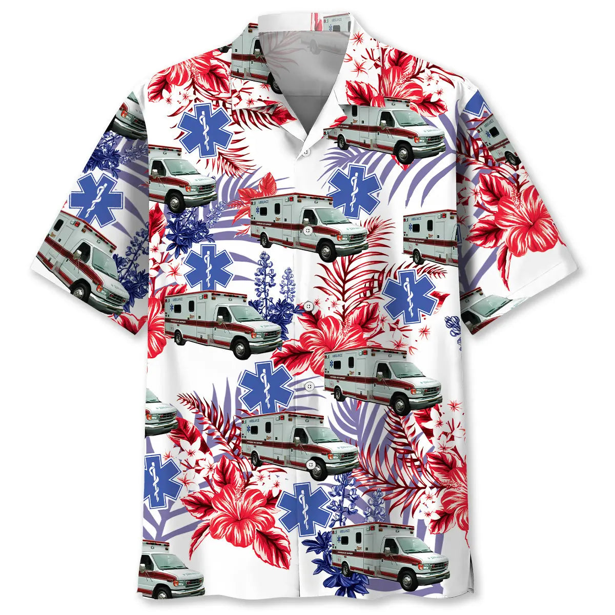 Hawaiian Shirt / Adults / S EMS Vehicle Hawaiian Shirt