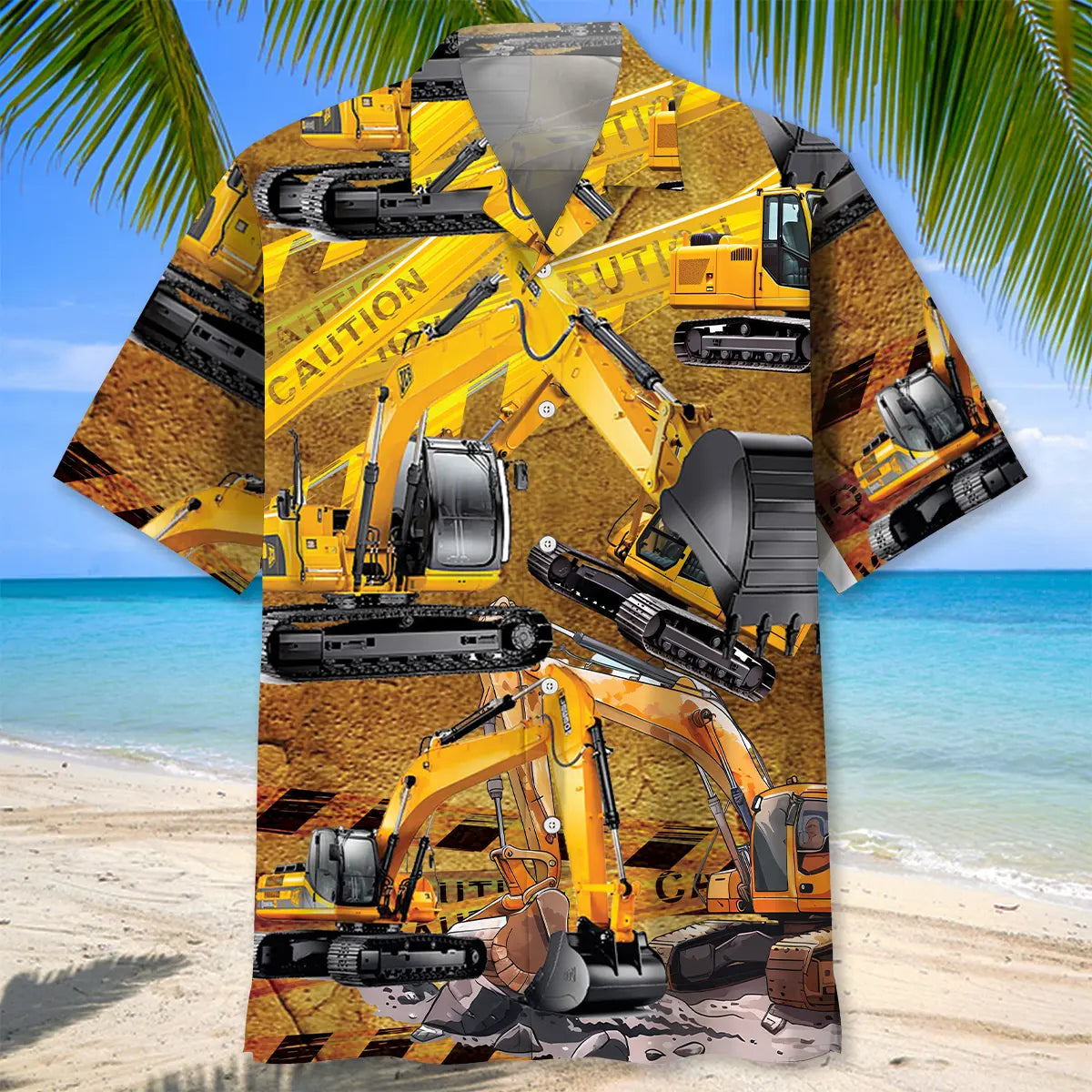 Excavator Caution Hawaiian Shirt