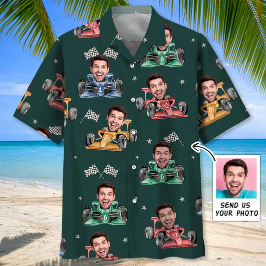 Hawaiian Shirt / Adults / S F1 Racing Custom Photo Face Hawaiian Shirt