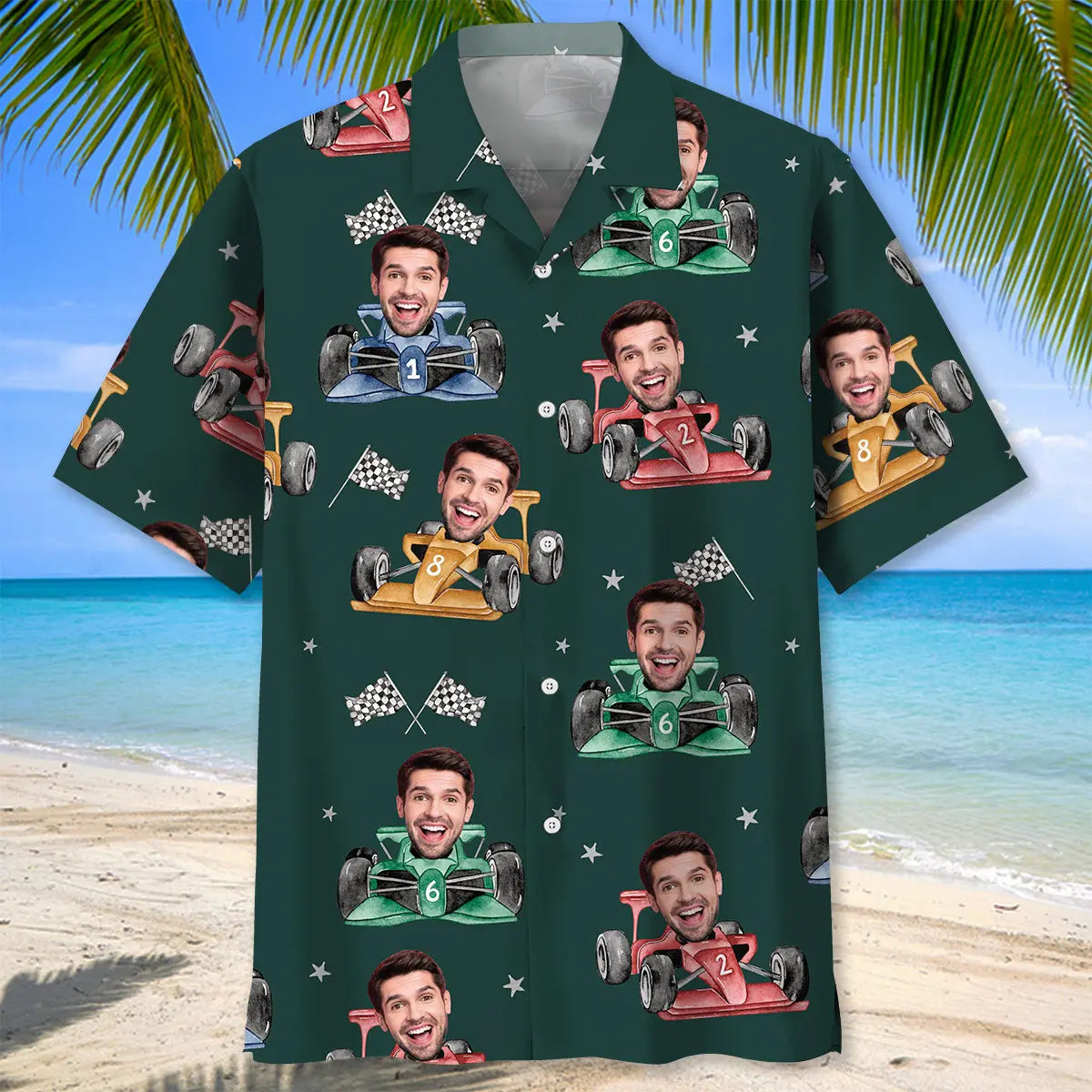 F1 Racing Custom Photo Face Hawaiian Shirt