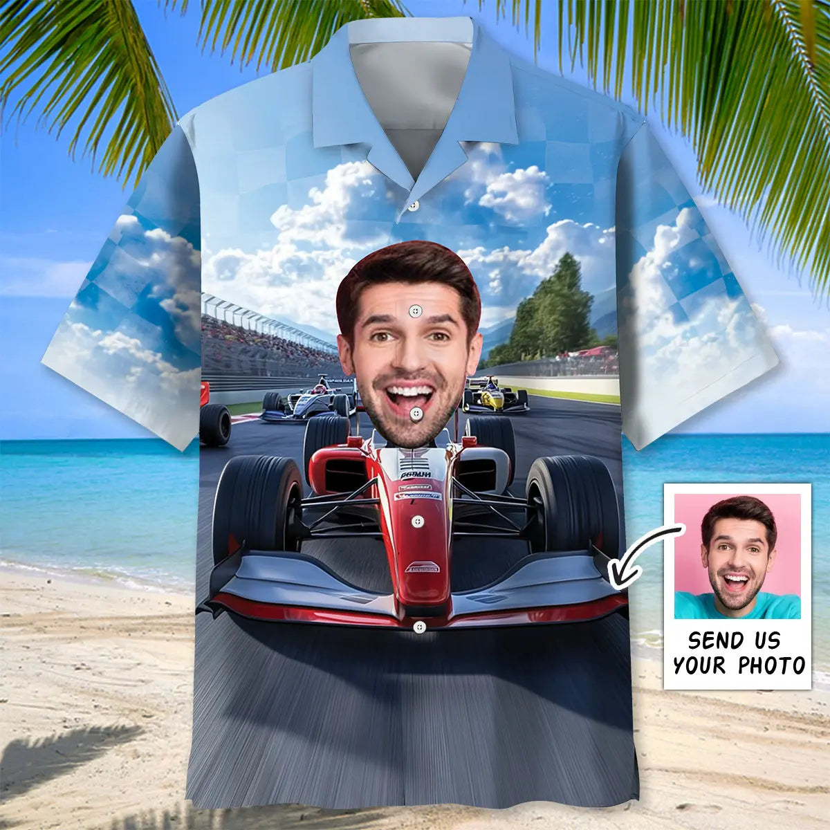 Hawaiian Shirt / Adults / S F1 Racing Custom Photo Face Hawaiian Shirt