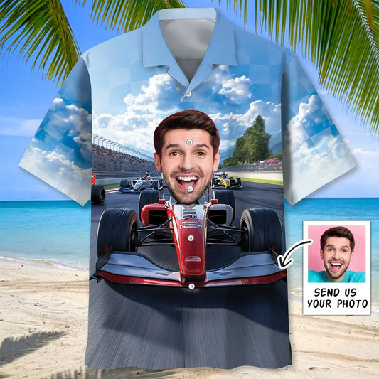 Hawaiian Shirt / Adults / S F1 Racing Custom Photo Face Hawaiian Shirt
