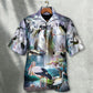 Stork Bird Dreamy Waterfall Art - Hawaiian Shirt