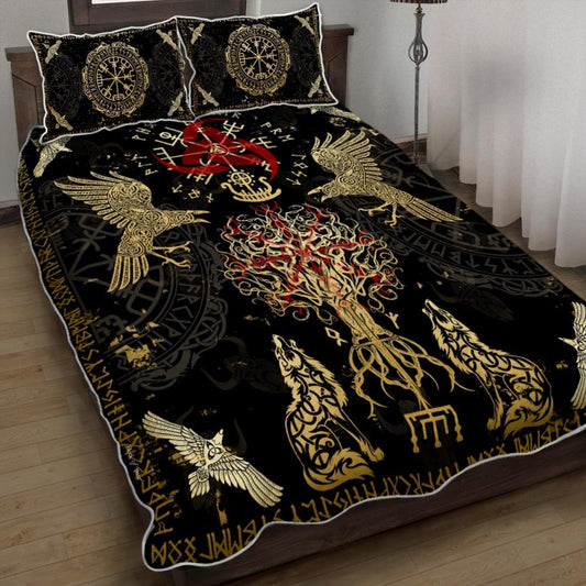 Viking Vegvisir Yggdrasil Bedding Cover For Norse Bedroom Decor