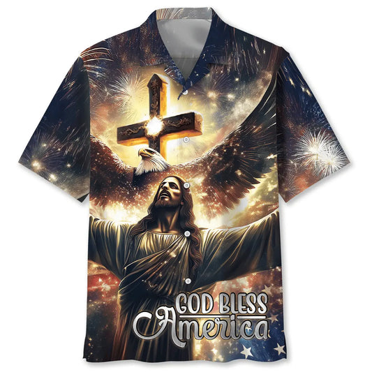 Hawaiian Shirt / Adults / S Faith God Bless America Hawaiian Shirt