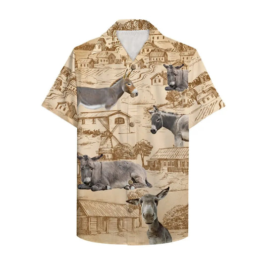 Hawaiian Shirt / Adults / S Farmer Donkey Unisex Hawaiian Shirt Aloha Shirt With Donkey And Farm Pattern