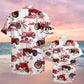 Farmer Unisex Hawaiian Shirt Aloha Shirt Summer Vibe Red Tractors Pattern
