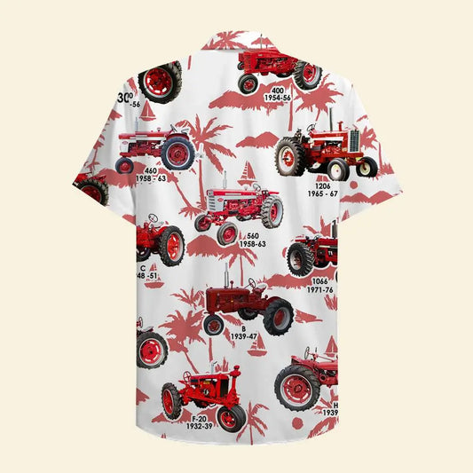 Hawaiian Shirt / Adults / S Farmer Unisex Hawaiian Shirt Aloha Shirt Summer Vibe Red Tractors Pattern