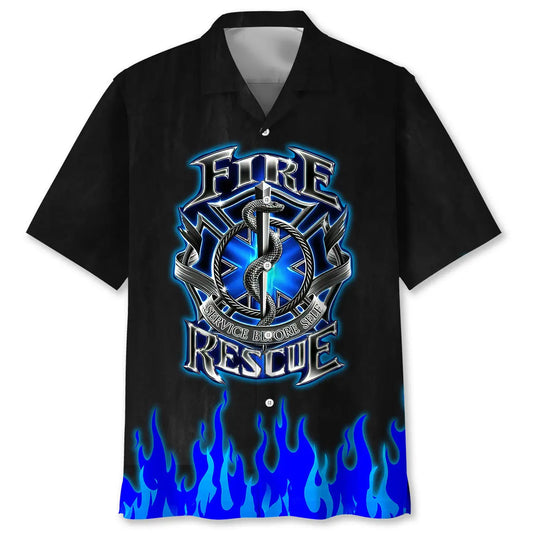 Hawaiian Shirt / Adults / S Fire Rescue Flames Hawaiian Shirt