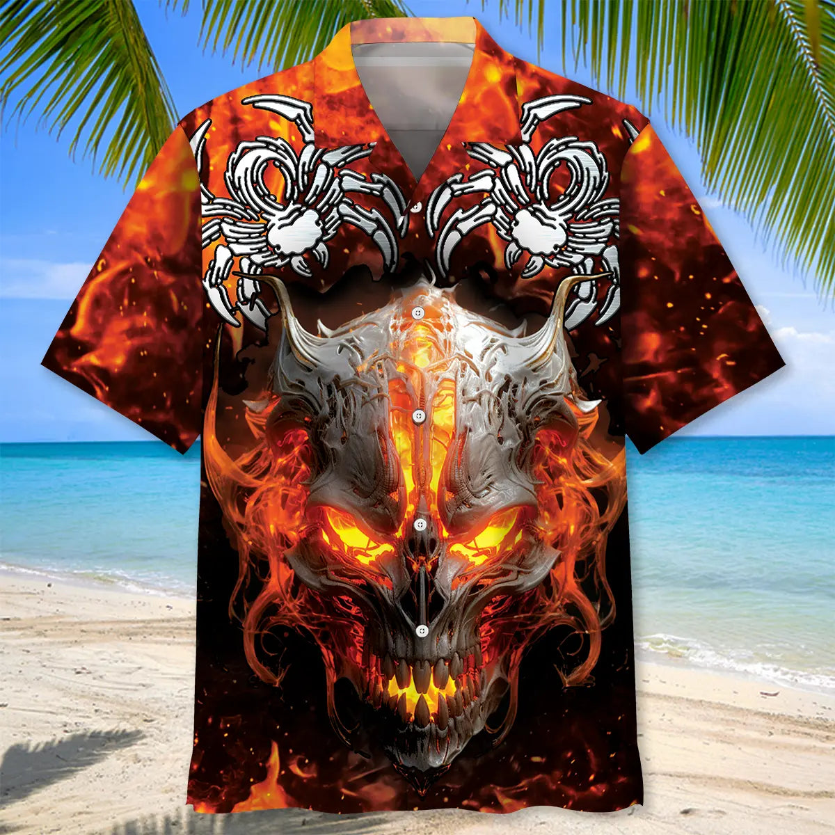 Fire Skull Spider Hawaiian Shirt