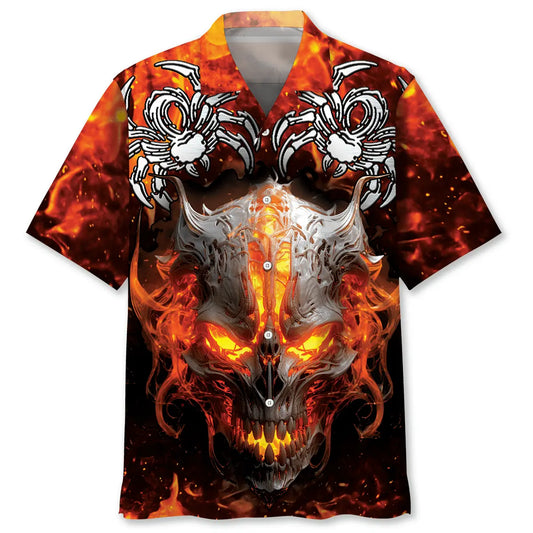 Hawaiian Shirt / Adults / S Fire Skull Spider Hawaiian Shirt