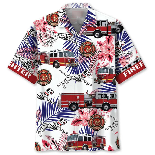 Hawaiian Shirt / Adults / S Fire Truck Dalmatian Proud Hawaiian Shirt Pocket