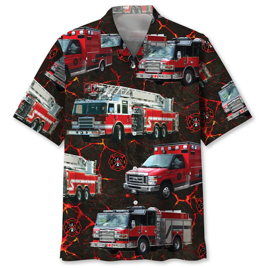 Hawaiian Shirt / Adults / S Fire Truck Lava Hawaiian Shirt