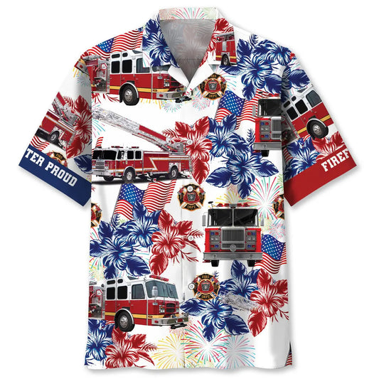 Hawaiian Shirt / Adults / S Fire Truck Proud Hawaiian Shirt