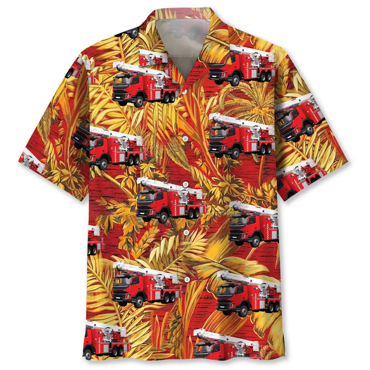 Hawaiian Shirt / Adults / S Fire Truck Tropical Orange Hawaiian Shirt