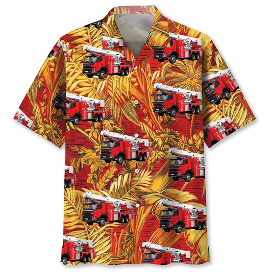 Hawaiian Shirt / Adults / S Fire Truck Tropical Orange Hawaiian Shirt