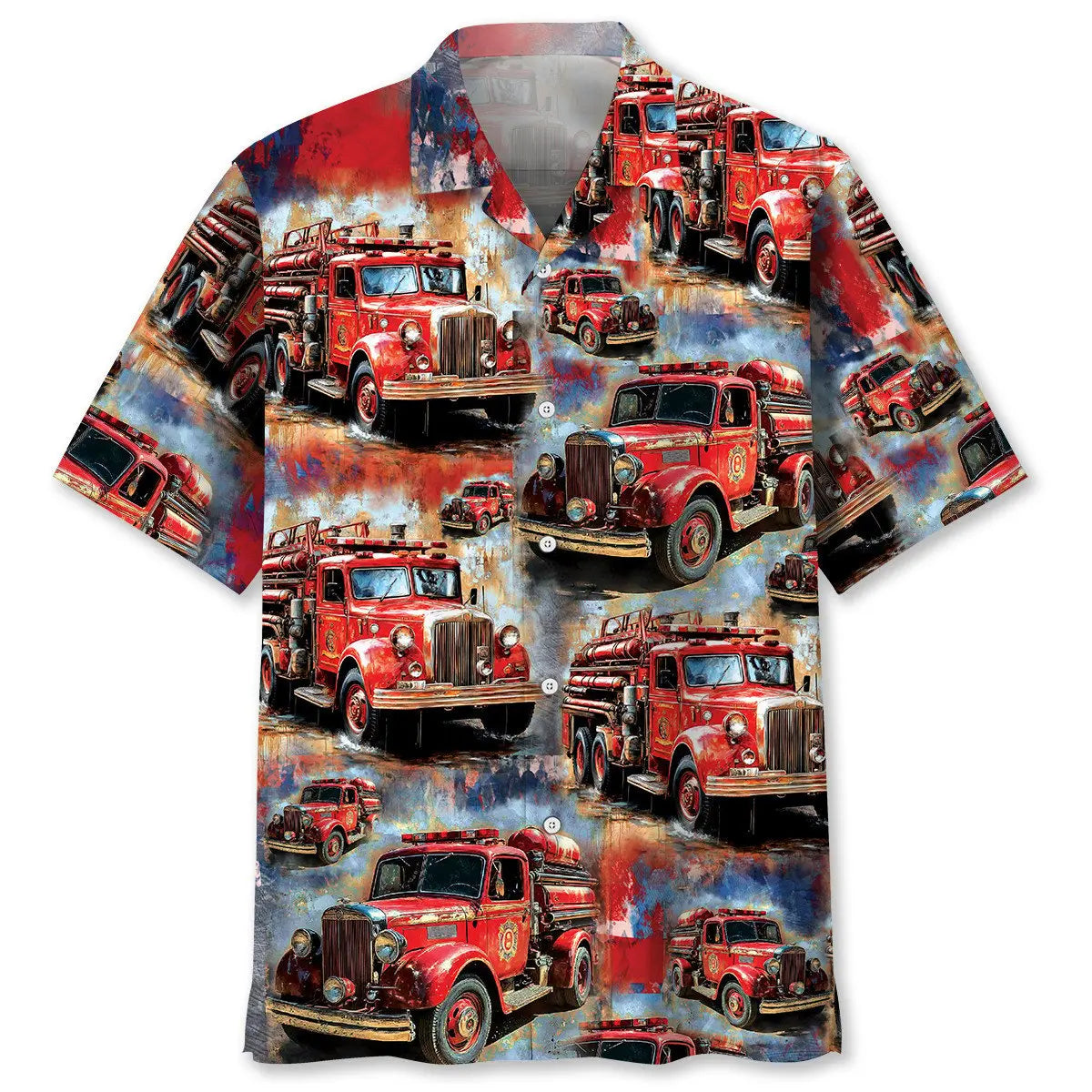 Hawaiian Shirt / Adults / S Fire Trucks Vintage Hawaiian Shirt