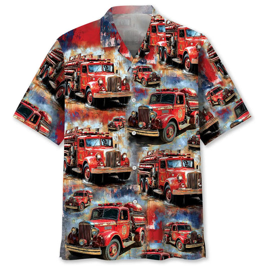 Hawaiian Shirt / Adults / S Fire Trucks Vintage Hawaiian Shirt