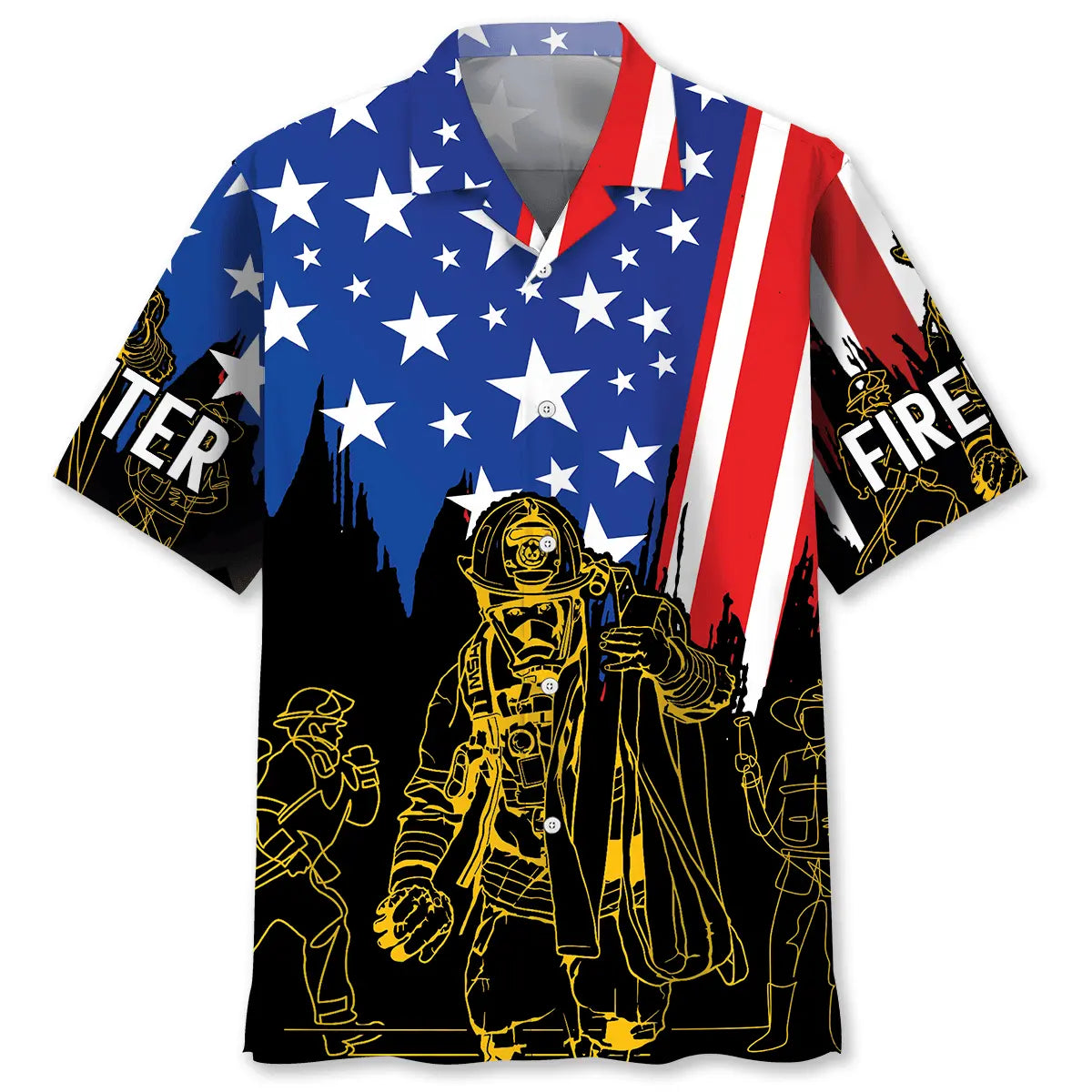 Hawaiian Shirt / Adults / S Firefighter 4th Of July Proud Hawaiian Shirt