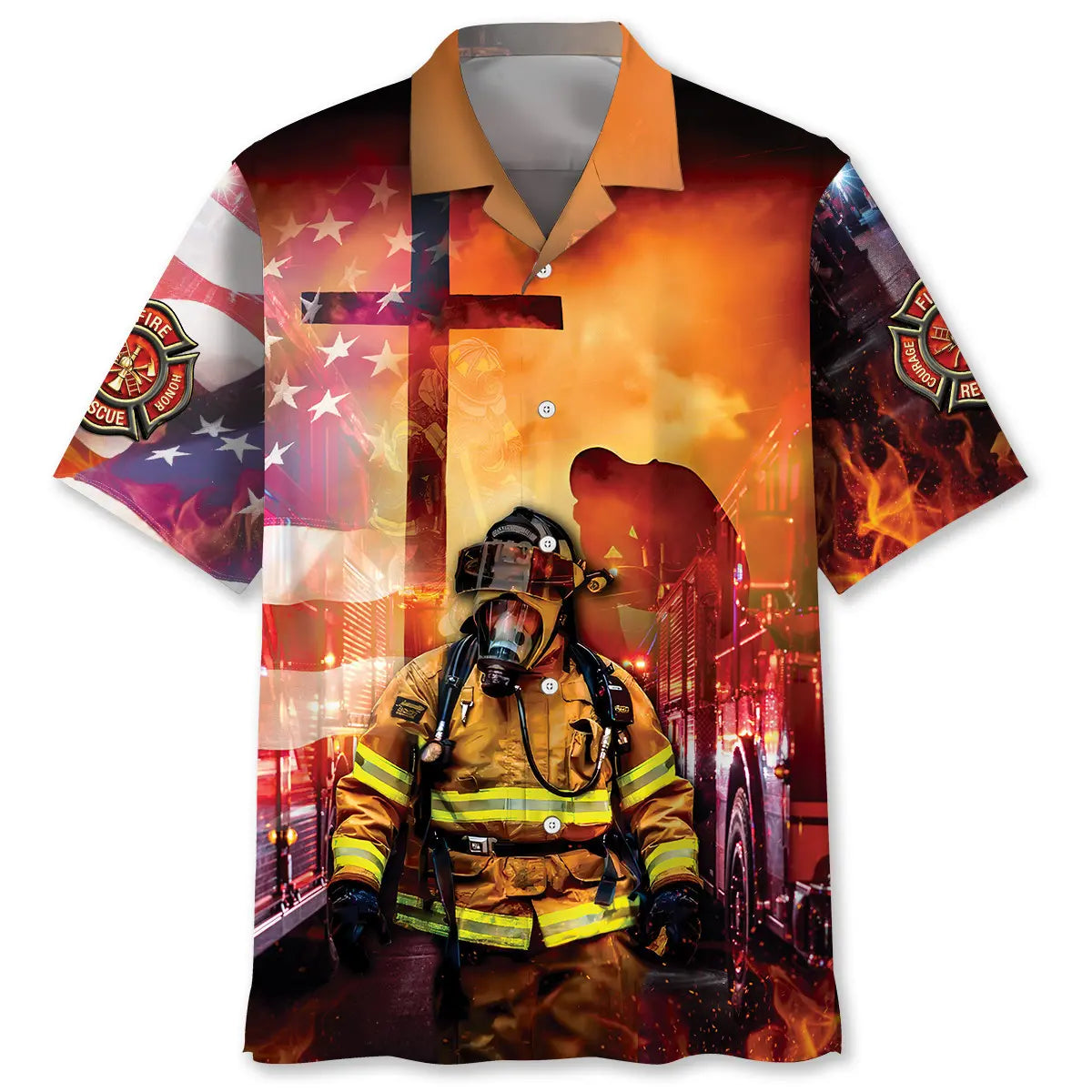 Hawaiian Shirt / Adults / S Firefighter Brave Hawaiian Shirt