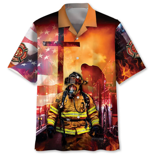 Hawaiian Shirt / Adults / S Firefighter Brave Hawaiian Shirt
